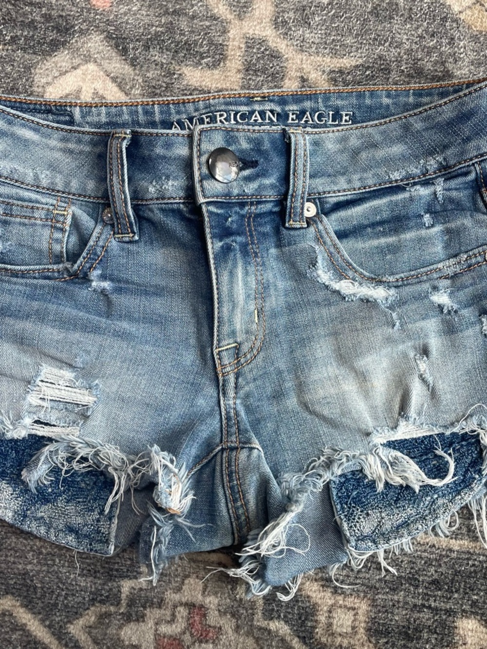 American Eagle Outfitters Light Blue Distressed Denim Cutoff Shorts